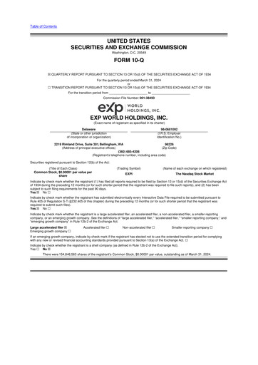 Thumbnail eXp World Holdings
 10-Q Quarterly Report FY2024 