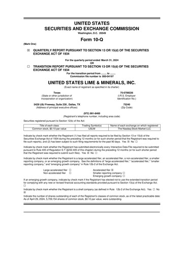 Thumbnail United States Lime & Minerals  10-Q Quarterly Report FY2024 