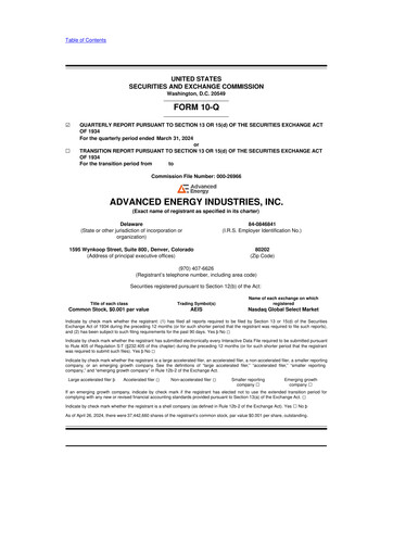 Thumbnail Advanced Energy 10-Q Quarterly Report FY2024 