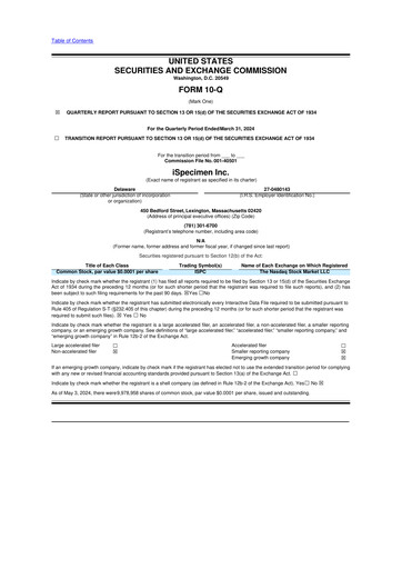 Thumbnail iSpecimen 10-Q Quarterly Report FY2024 
