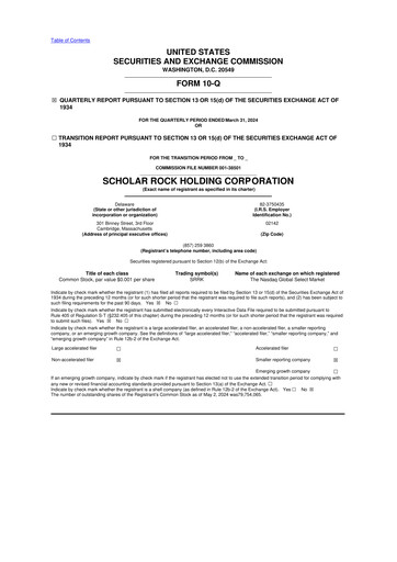 Thumbnail Scholar Rock Holding 10-Q Quarterly Report FY2024 