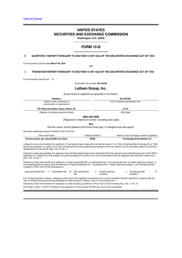 Thumbnail Latham Group 10-Q Quarterly Report FY2024 
