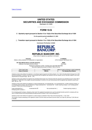 Thumbnail Republic Bank 10-Q Quarterly Report FY2024 