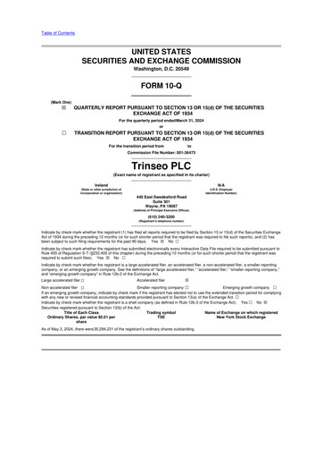 Thumbnail Trinseo 10-Q Quarterly Report FY2024 