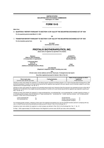 Thumbnail Protalix BioTherapeutics
 10-Q Quarterly Report FY 