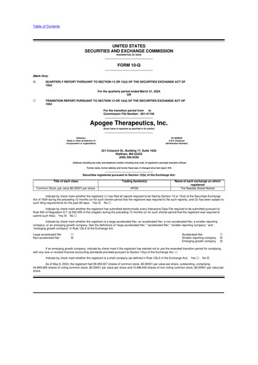 Thumbnail Apogee Therapeutics 10-Q Quarterly Report FY 