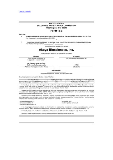 Vorschaubild Akoya Biosciences 10-Q Quartalsbericht  