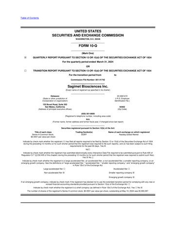 Thumbnail Sagimet Biosciences 10-Q Quarterly Report FY 