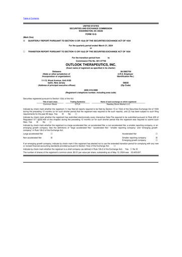 Thumbnail Outlook Therapeutics
 10-Q Quarterly Report FY2024 
