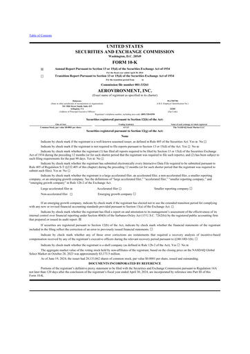 Thumbnail AeroVironment 10-K Annual Report 2024