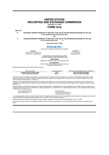 Thumbnail Ecolab 10-Q Quarterly Report FY2024 