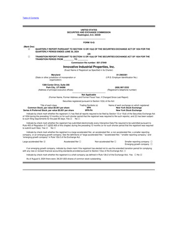 Thumbnail Innovative Industrial Properties
 10-Q Quarterly Report FY2024 