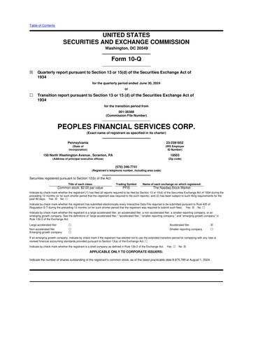 Thumbnail Peoples Financial Services 10-Q Quarterly Report FY2024 