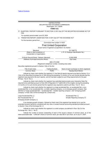 Thumbnail First United Corporation 10-Q Quarterly Report FY2024 