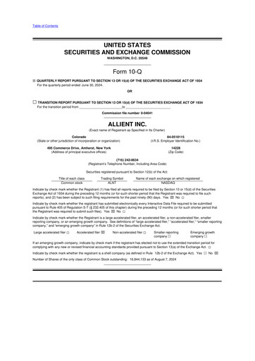 Thumbnail Allient 10-Q Quarterly Report FY2024 