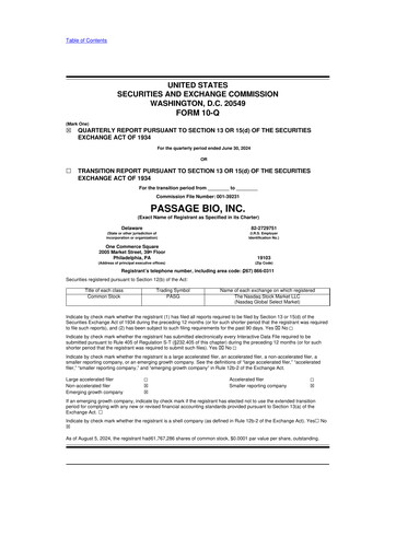 Thumbnail Passage Bio 10-Q Quarterly Report FY2024 