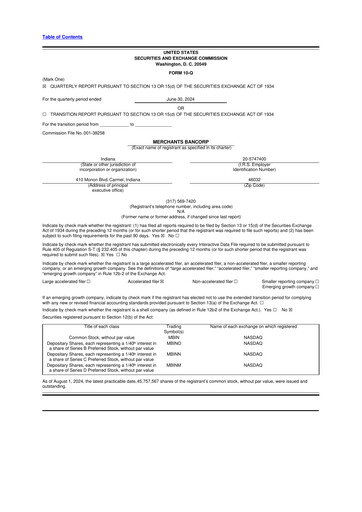 Thumbnail Merchants Bancorp 10-Q Quarterly Report FY2024 