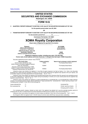 Thumbnail XOMA Royalty 10-Q Quarterly Report FY2024 