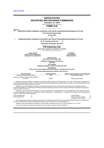 Thumbnail FGI Industries 10-Q Quarterly Report FY2024 