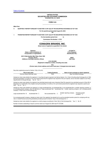 Thumbnail Conagra Brands
 10-Q Quarterly Report FY2025 