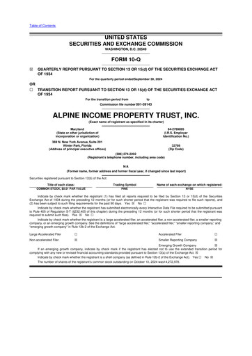Thumbnail Alpine Income Property Trust 10-Q Quarterly Report FY2024 