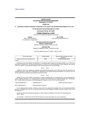 Thumbnail Primis Financial 10-Q Quarterly Report FY2024 