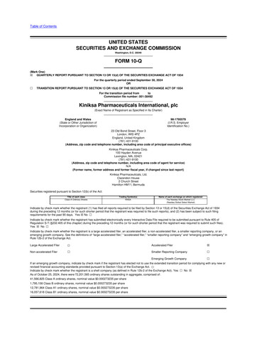 Thumbnail Kiniksa Pharmaceuticals
 10-Q Quarterly Report FY2024 