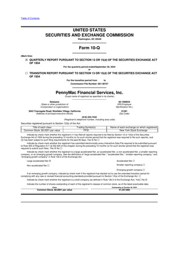 Miniature PennyMac Financial Services 10-Q Rapport trimestriel 2024 