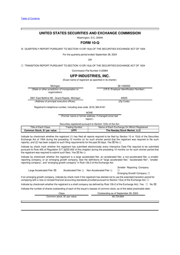 Thumbnail UFP Industries
 10-Q Quarterly Report FY2024 