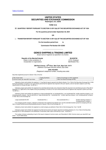 Thumbnail Genco Shipping & Trading 10-Q Quarterly Report FY2024 