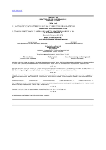 Vorschaubild Epsilon Energy 10-Q Quartalsbericht 2024 