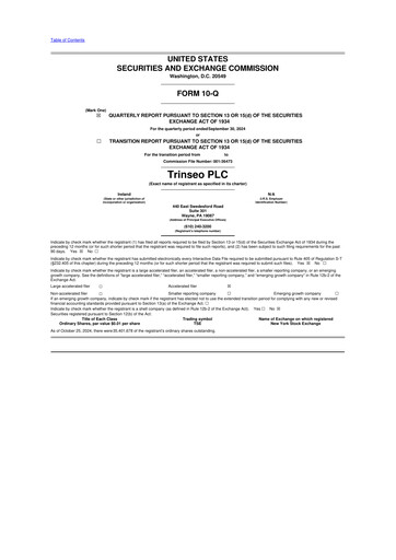 Thumbnail Trinseo 10-Q Quarterly Report FY2024 