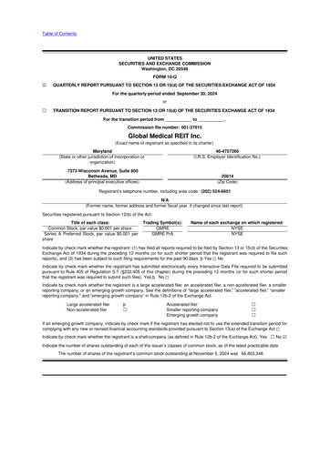 Thumbnail Global Medical REIT
 10-Q Quarterly Report FY2024 
