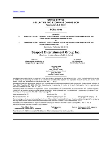 Vorschaubild Seaport Entertainment Group 10-Q Quartalsbericht 2024 