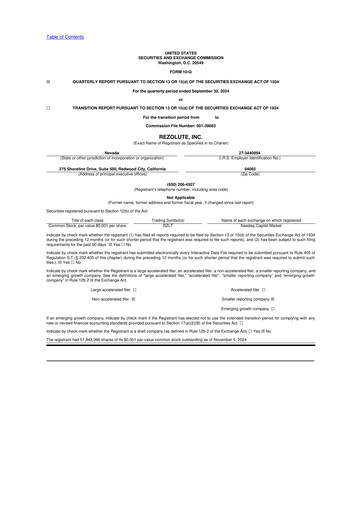 Thumbnail Rezolute 10-Q Quarterly Report FY 