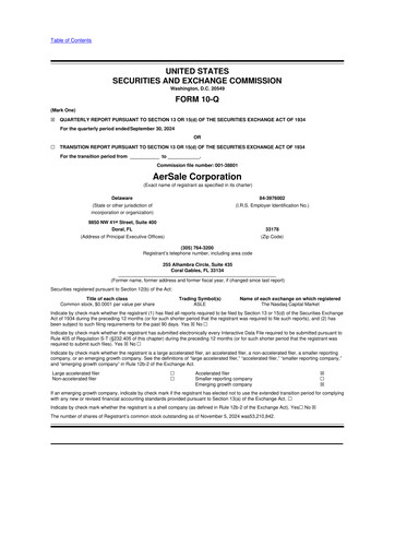 Vorschaubild AerSale 10-Q Quartalsbericht 2024 