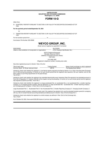 Thumbnail Weyco Group 10-Q Quarterly Report FY2024 