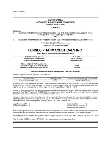 Miniature Fennec Pharmaceuticals 10-Q Rapport trimestriel 2024 