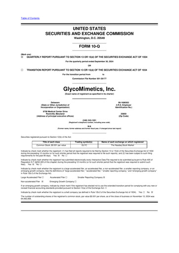 Thumbnail GlycoMimetics
 10-Q Quarterly Report FY2024 