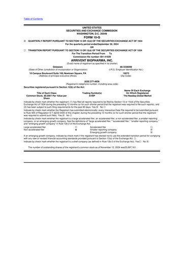 Thumbnail ArriVent BioPharma 10-Q Quarterly Report FY 