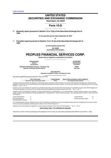 Thumbnail Peoples Financial Services 10-Q Quarterly Report FY2024 