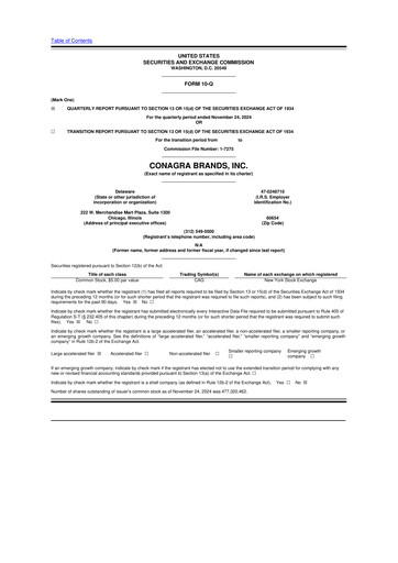 Thumbnail Conagra Brands
 10-Q Quarterly Report FY2025 