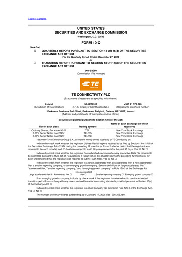 Thumbnail TE Connectivity
 10-Q Quarterly Report FY2025 