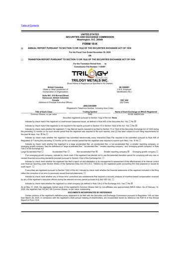 Thumbnail Trilogy Metals
 10-K Annual Report 2024