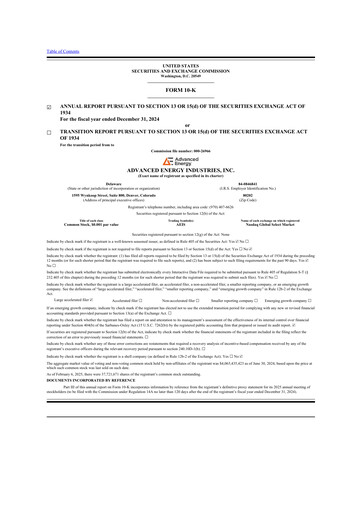 Thumbnail Advanced Energy 10-K Annual Report 2024