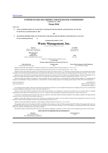 Thumbnail Waste Management 10-K Annual Report 2024