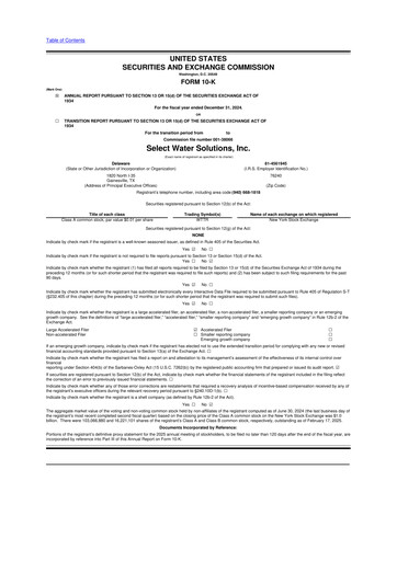 Thumbnail Select Water Solutions 10-K Annual Report 2024