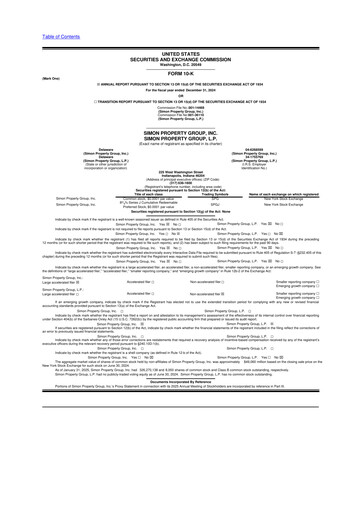 Vorschaubild Simon Property Group 10-K Jahresbericht 
