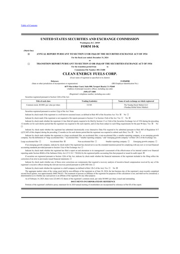 Thumbnail Clean Energy Fuels 10-K Annual Report 2024