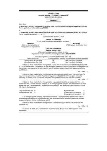 Thumbnail Deere & Company (John Deere) 10-Q Quarterly Report FY2025 